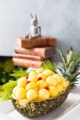 fresh fruits pineapple shaved ice, 파인애플빙수