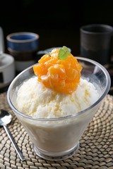 fresh fruits orange shaved ice