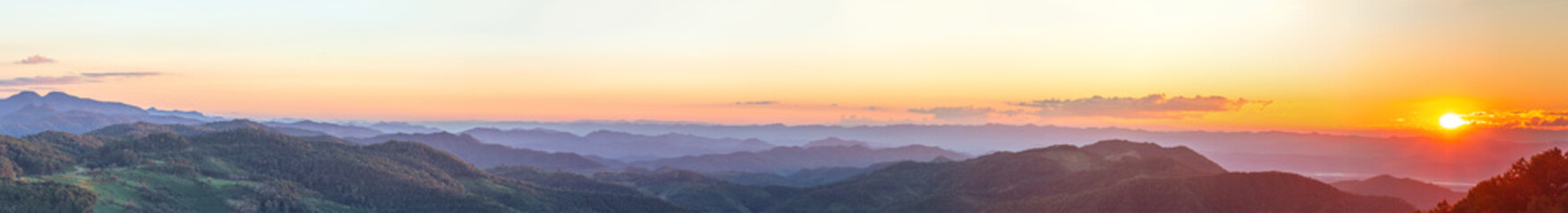 Mountain landscape and sunset