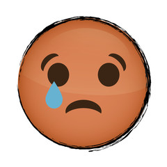 sad cartoon face icon over white background. colorful design. vector illustration