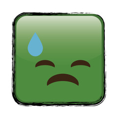 sad cartoon face in square shape, icon over white background. colorful design. vector illustration