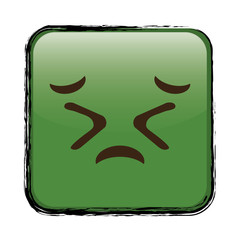 Persevering cartoon face in square shape, icon over white background. colorful design. vector illustration