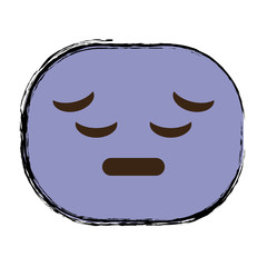 Disappointed cartoon face icon over white background. colorful design. vector illustration