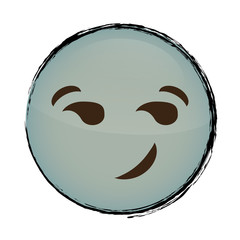 Smirking cartoon face icon over white background. colorful design. vector illustration