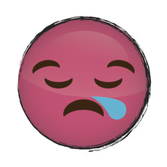  Sleepy cartoon face icon over white background. colorful design. vector illustration