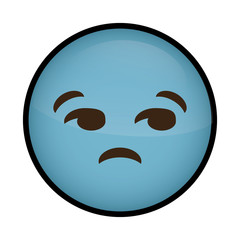 unamused cartoon face icon over white background. colorful design. vector illustration