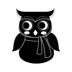 cute owl wearing scarf icon image vector illustration design 