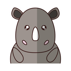 kawaii rhino animal icon over white background. vector illustration