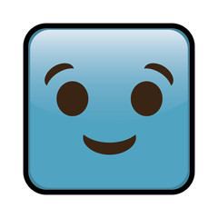 happy cartoon face in square shape, icon over white background. colorful design. vector illustration