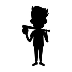 young boy holding baseball bat and ball  icon image vector illustration design 