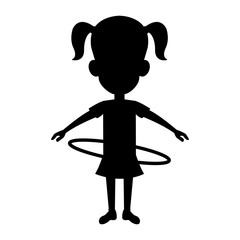young girl playing with hoola hoop  icon image vector illustration design 