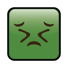 Persevering cartoon face in square shape, icon over white background. colorful design. vector illustration