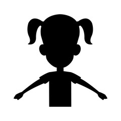 young girl with pigtails and stretched arms icon image vector illustration design 