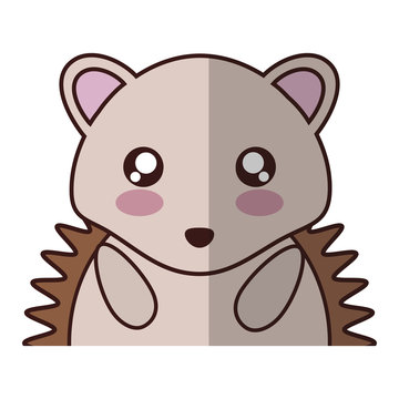 kawaii Porcupine animal icon over white background. colorful design.  vector illustration