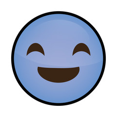 happy cartoon face icon over white background. colorful design. vector illustration