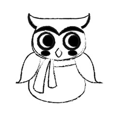 cute owl wearing scarf icon image vector illustration design 