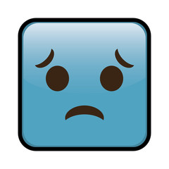 sad cartoon face in square shape, icon over white background. colorful design. vector illustration