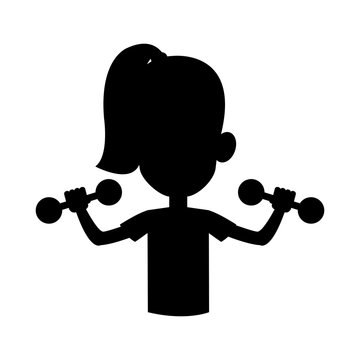 young girl lifting weights icon image vector illustration design 