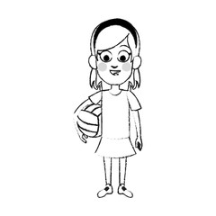 young girl holding ball icon image vector illustration design 