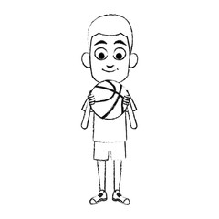 young boy holding basketball ball  icon image vector illustration design 