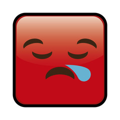 sleppy cartoon face in square shape, icon over white background. colorful design. vector illustration