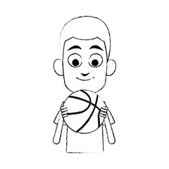 young boy holding basketball ball  icon image vector illustration design 