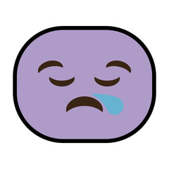 sleppy cartoon face icon over white background. colorful design. vector illustration