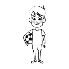 young boy holding soccer ball  icon image vector illustration design 