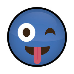 happy cartoon face icon over white background. colorful design. vector illustration