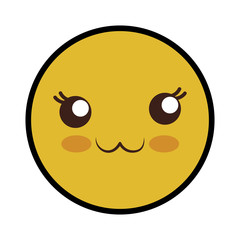 kawaii happy face icon over white background. colorful design. vector illustration