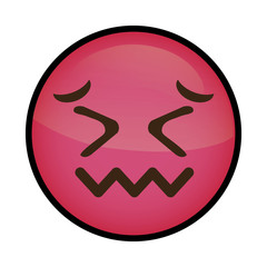 Confounded cartoon face icon over white background. colorful design. vector illustration