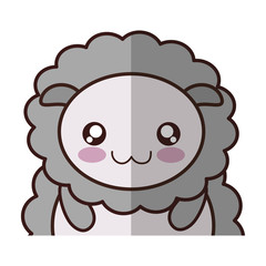 kawaii sheep animal icon over white background. colorful design. vector illustration