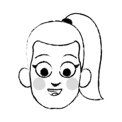 face of happy young girl with ponytail  icon image vector illustration design 
