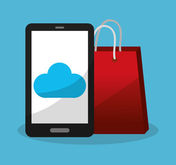 smartphone with online shopping related icons image vector illustration design 