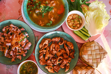 Food set with spicy, Local thai food set