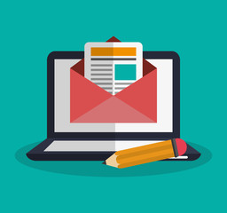 computer with instant messaging related icons image  vector illustration design 