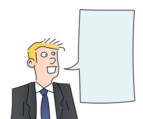 Businessman speaking with space for text. Vector illustration