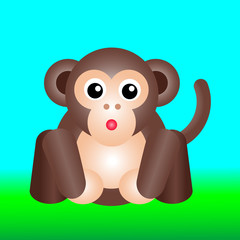 Cartoon illustration monkey playing in the forest