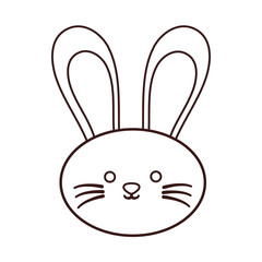 kawaii rabbit face icon over white background. vector illustration