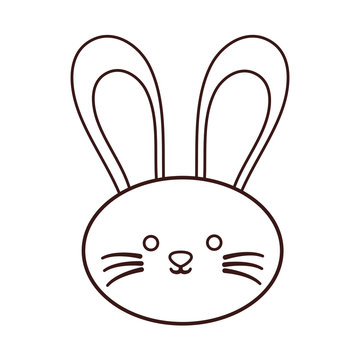 kawaii rabbit face icon over white background. vector illustration