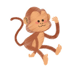 happy playful monkey cartoon icon image vector illustration design 