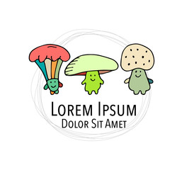 Smiling mushrooms, sketch for your design