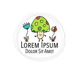 Smiling mushrooms, sketch for your design