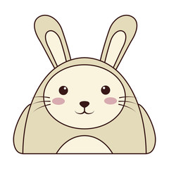 kawaii rabbit animal icon over white background. colorful design. vector illustration
