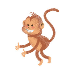 happy playful monkey cartoon icon image vector illustration design 