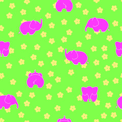 elephant and flower. baby background. vector seamless pattern