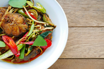 Spicy fried stir catfish  with chilli paste