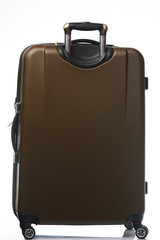 One brown plastic suitcase