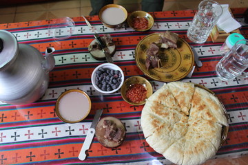 Traditional Amdo Tibetan Food and Table Qinghai China Asia