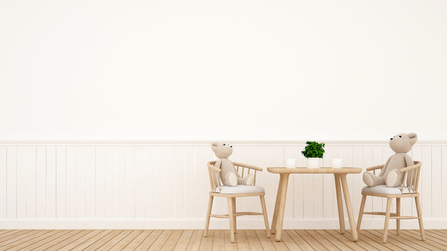 bear doll on dining room or kid room - 3D Rendering